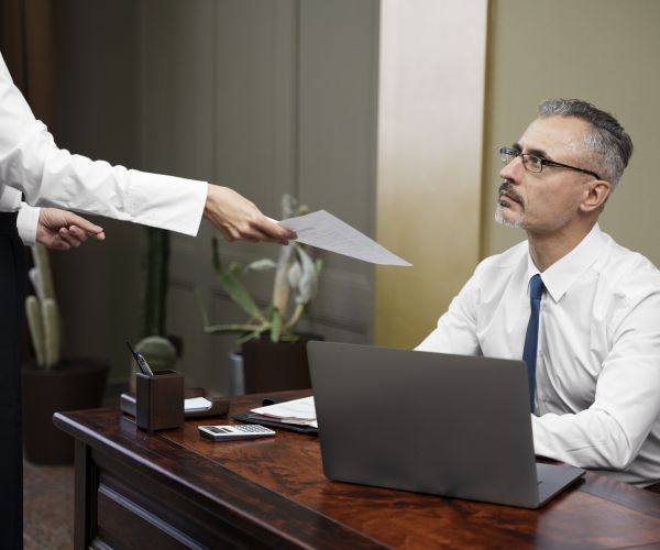 side-view-employee-holding-lette